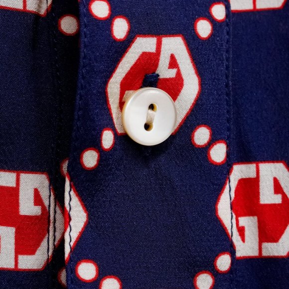 Gucci Navy and Red Monogram Silk Shirt - Picture 9 of 16